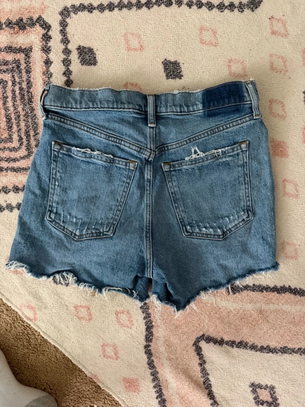 Abercrombie & Fitch Medium Blue Frayed Hem Denim Shorts - Picture 5 of 5